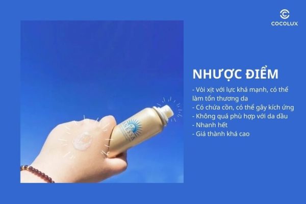 một số hạn chế của sản phẩm kem chống nắng ANESSA
